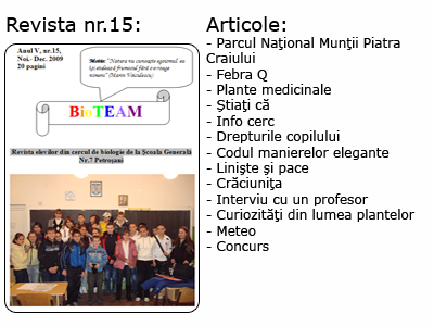 Revista nr. 15 BioTEAM Petroșani